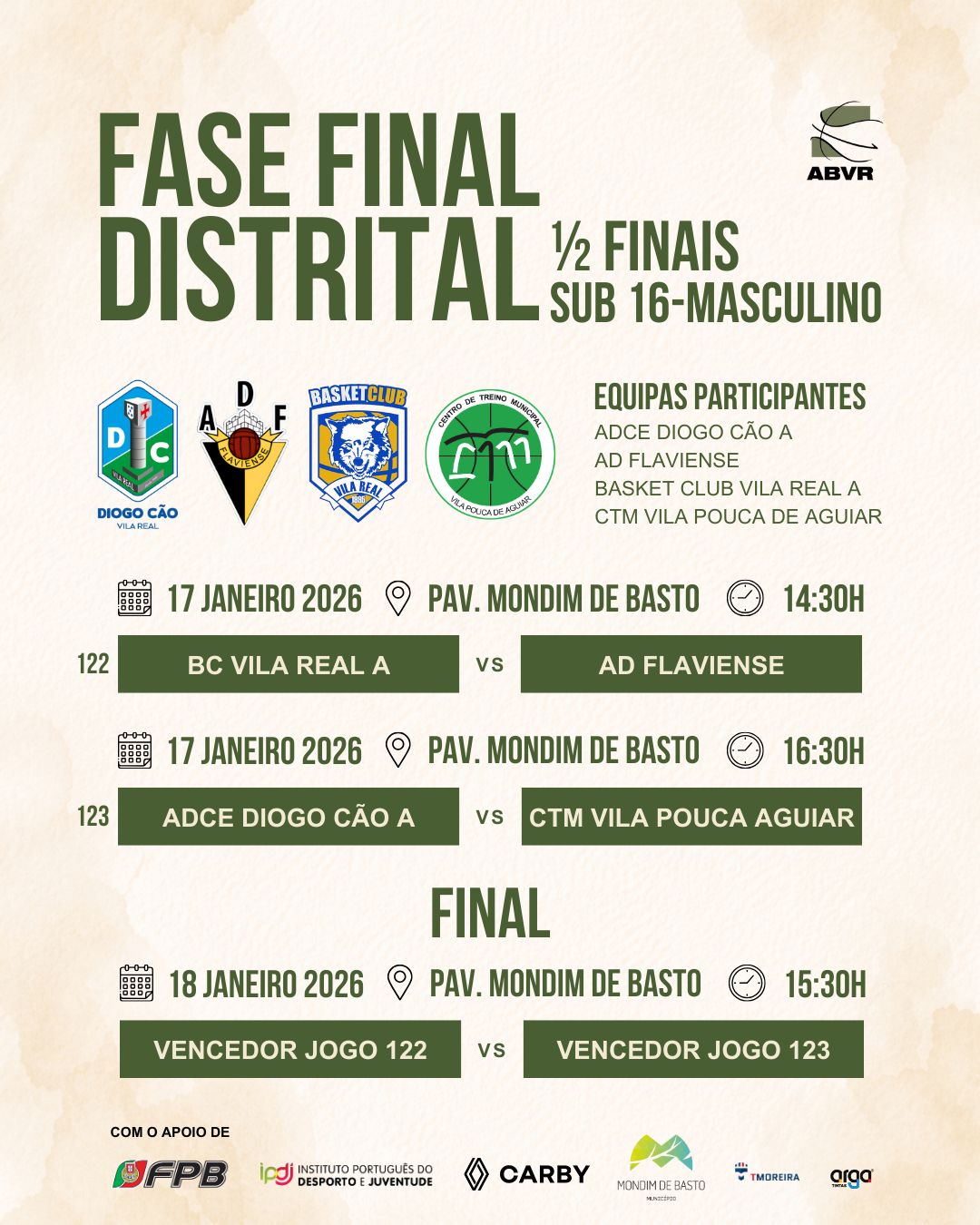 Calendário Campeonato Basquetebol